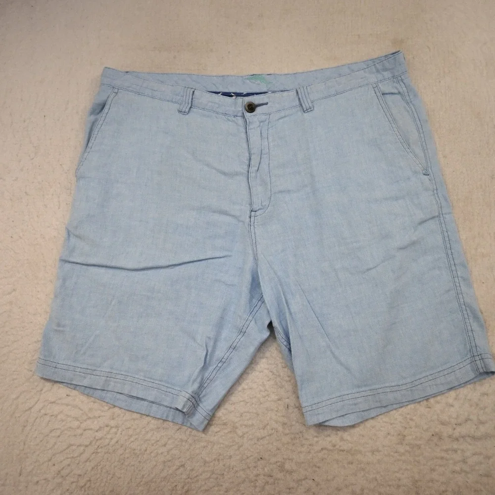 Tommy Bahama Shorts Mens‎ 40 Blue Linen Blend Flat Front Pockets 10